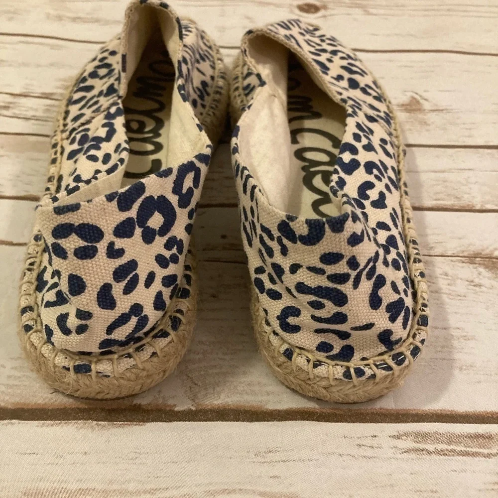 Sam Edelman Canvas Verona Leopard Print Fabric Espadrille Size 8
